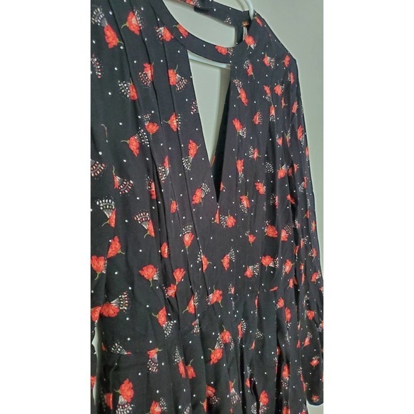 Free People Tegan Black Red Floral Gingko‎ Poppy Mini Dress, Sz S - Picture 5 of 8